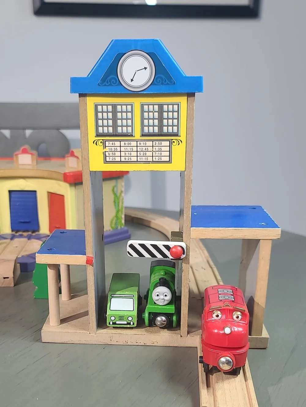 Kids Wooden Train Set - Blue & White Bullet Train Playset
